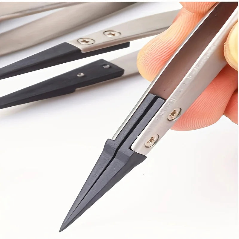 ESD Precision Tweezers — Anti-Static Stainless Steel