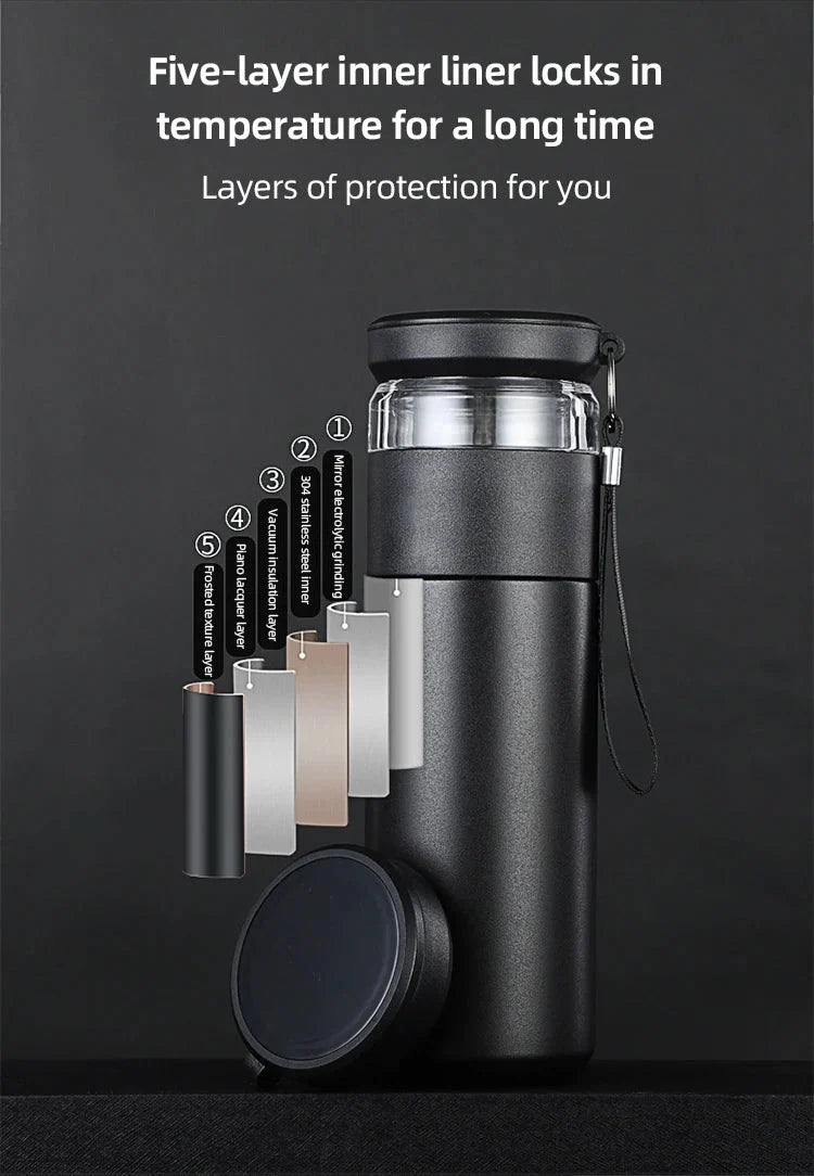 500ml Tea Infuser Thermos – Stainless Steel Insulated Travel Mug with Handle, Leakproof Flask for Gift