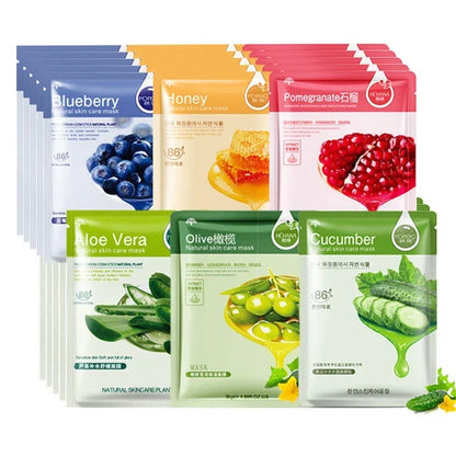Natural Plant Sheet Masks 30pc — Aloe & Fruit Face Masks