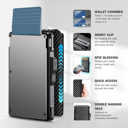 Pop-Up RFID Wallet — 9-13 Cards, Money Clip & ID Window