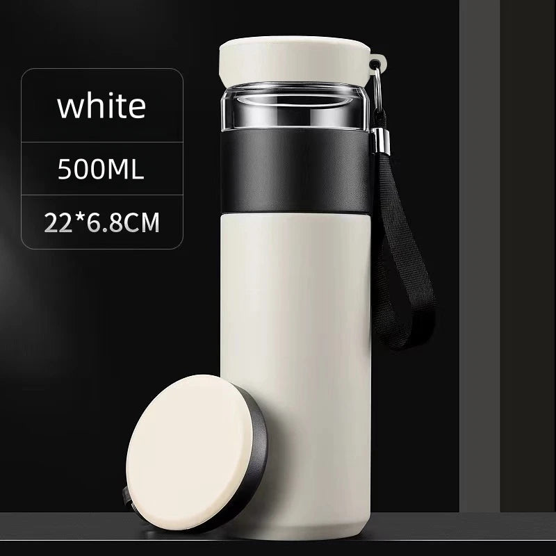 500ml Tea Infuser Thermos – Stainless Steel Insulated Travel Mug with Handle, Leakproof Flask for Gift