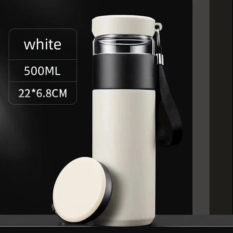 500ml Tea Infuser Thermos – Stainless Steel Insulated Travel Mug with Handle, Leakproof Flask for Gift