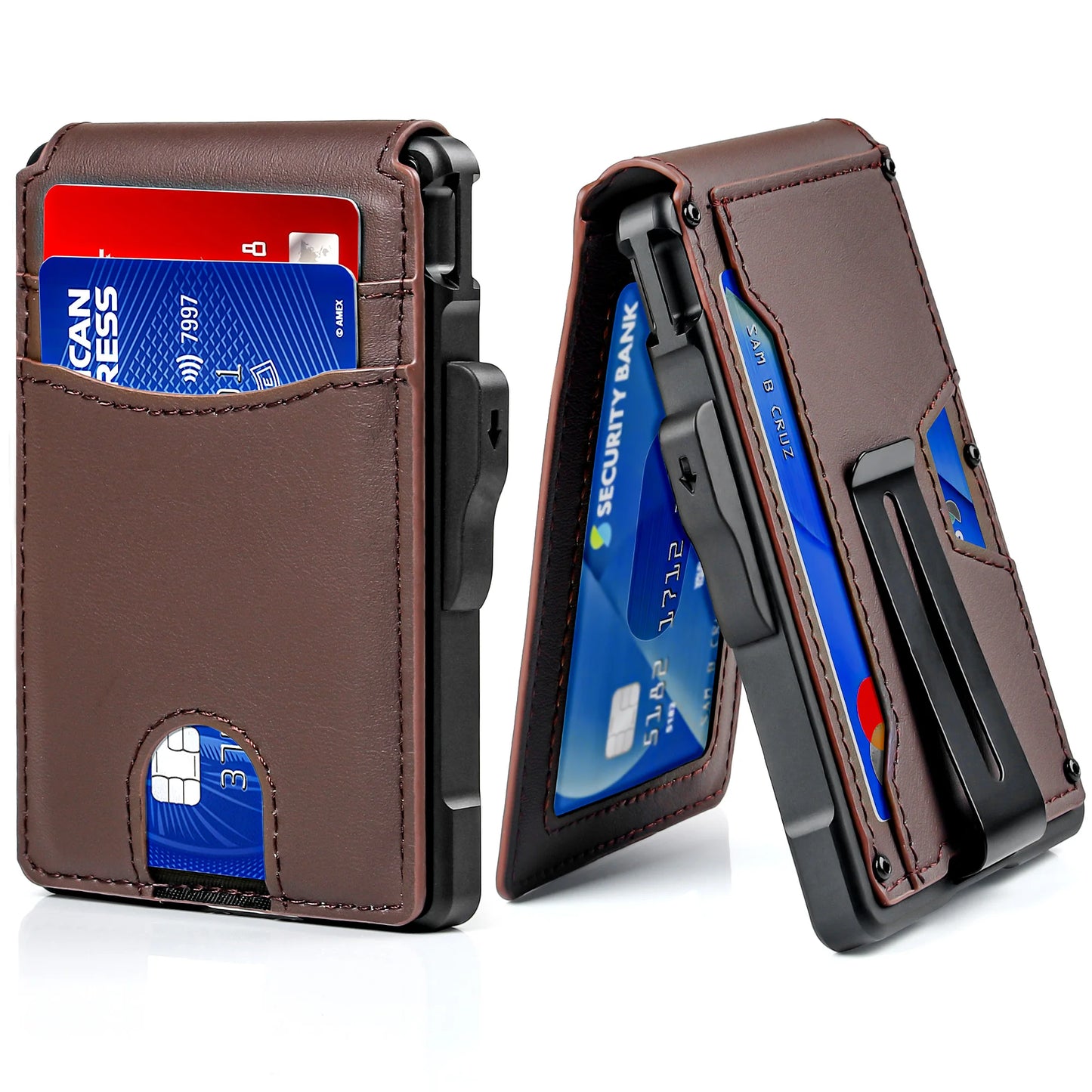 Wallet for Men, Mens Minimalist Wallet 9-13 Cards, Slim Compact Wallet with Money Clip & ID Window, RFID Blocking Smart Pop Up C