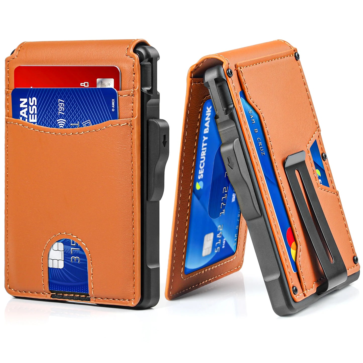 Wallet for Men, Mens Minimalist Wallet 9-13 Cards, Slim Compact Wallet with Money Clip & ID Window, RFID Blocking Smart Pop Up C