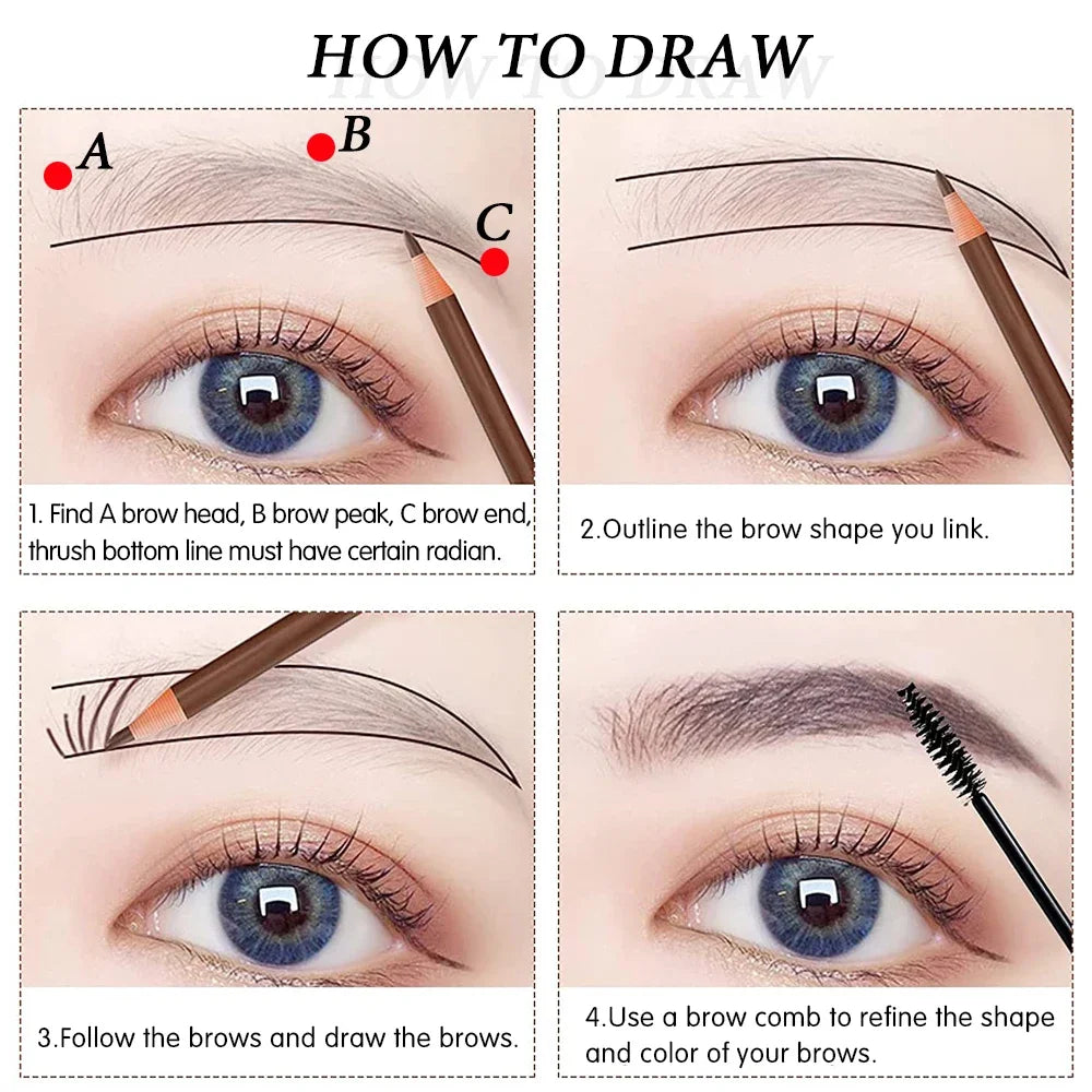 Microblading Brow Pencil 5pc — Waterproof Hair-Stroke Tint