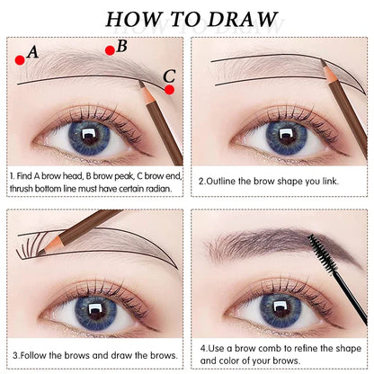 Microblading Brow Pencil 5pc — Waterproof Hair-Stroke Tint
