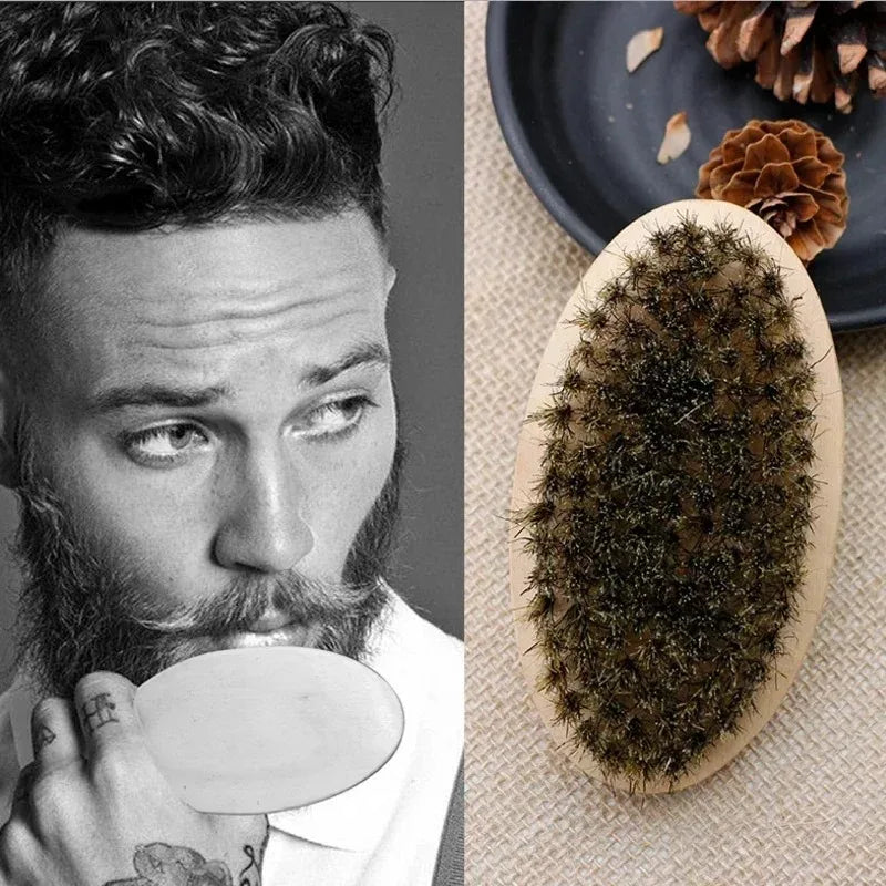 Beard Grooming Kit — Boar Bristle Brush, Comb & Gift Bag