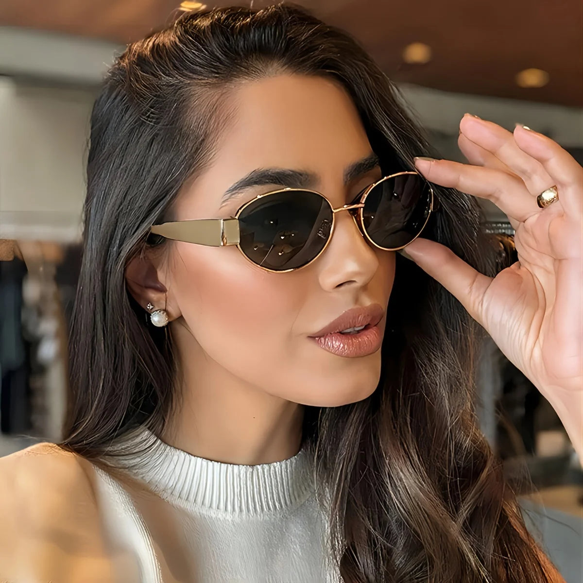 Oval Metal Frame Sunglasses — Slim Classic Shades