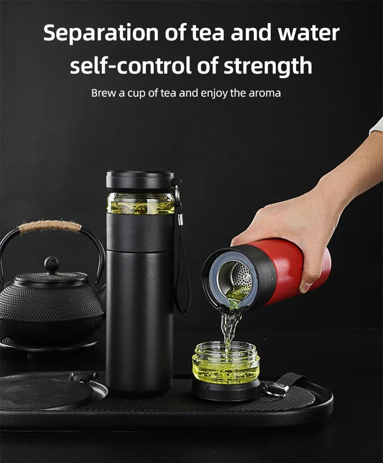 500ml Tea Infuser Thermos – Stainless Steel Insulated Travel Mug with Handle, Leakproof Flask for Gift