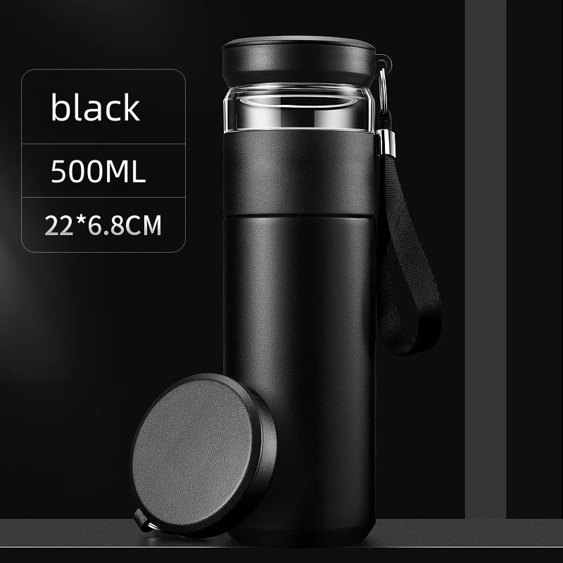 500ml Tea Infuser Thermos – Stainless Steel Insulated Travel Mug with Handle, Leakproof Flask for Gift