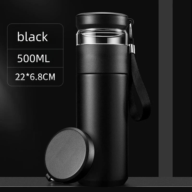 500ml Tea Infuser Thermos – Stainless Steel Insulated Travel Mug with Handle, Leakproof Flask for Gift