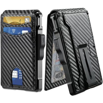 Pop-Up RFID Wallet — 9-13 Cards, Money Clip & ID Window