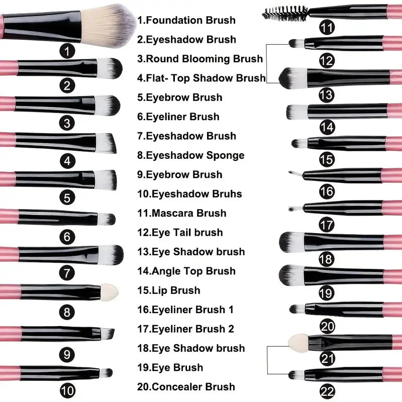 20-Piece Makeup Brush Set — Face, Eye & Blending Brushes