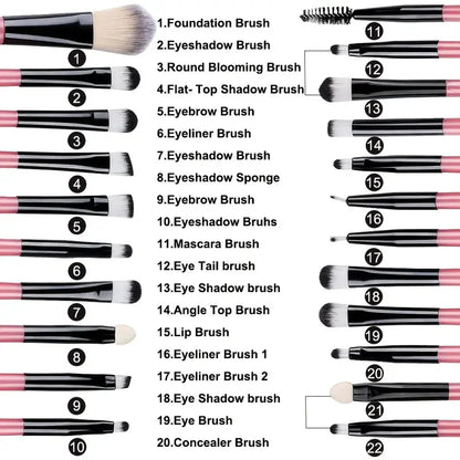 20-Piece Makeup Brush Set — Face, Eye & Blending Brushes