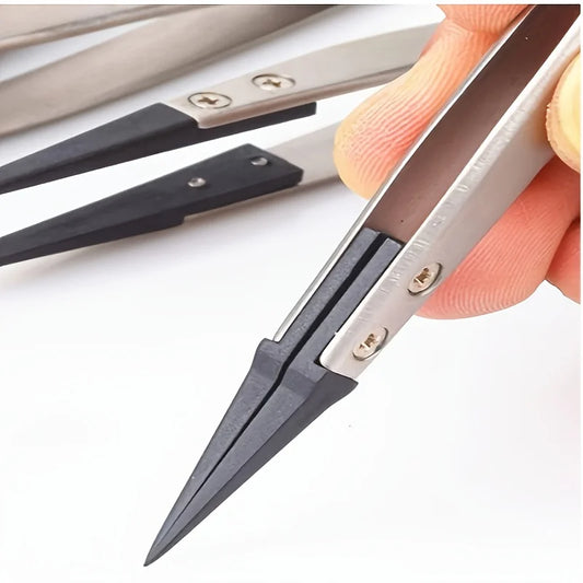 ESD Precision Tweezers — Anti-Static Stainless Steel