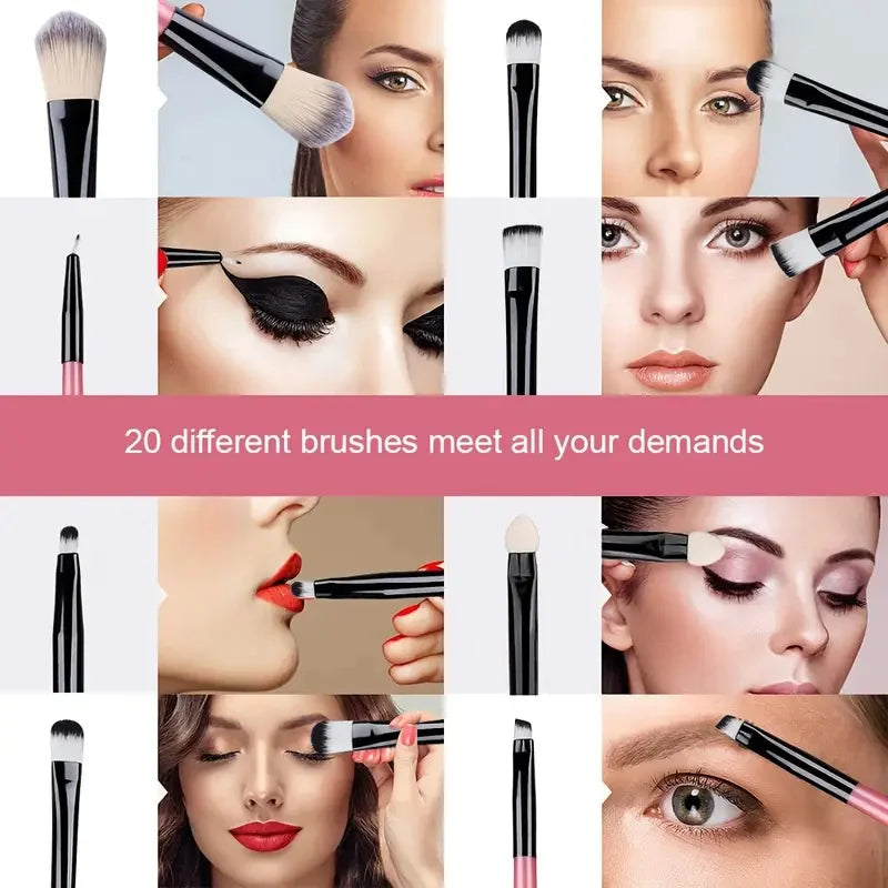 20-Piece Makeup Brush Set — Face, Eye & Blending Brushes