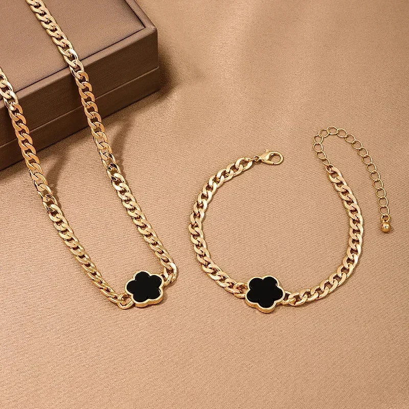 Geometric Bangle & Open Ring Set — Adjustable Gold Tone