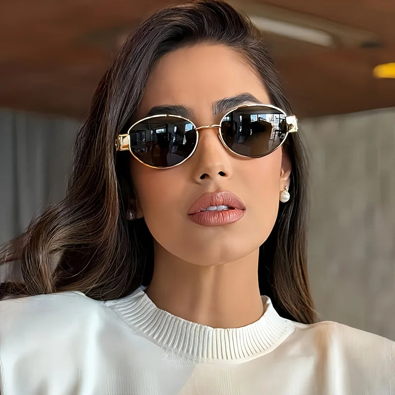 Oval Metal Frame Sunglasses — Slim Classic Shades
