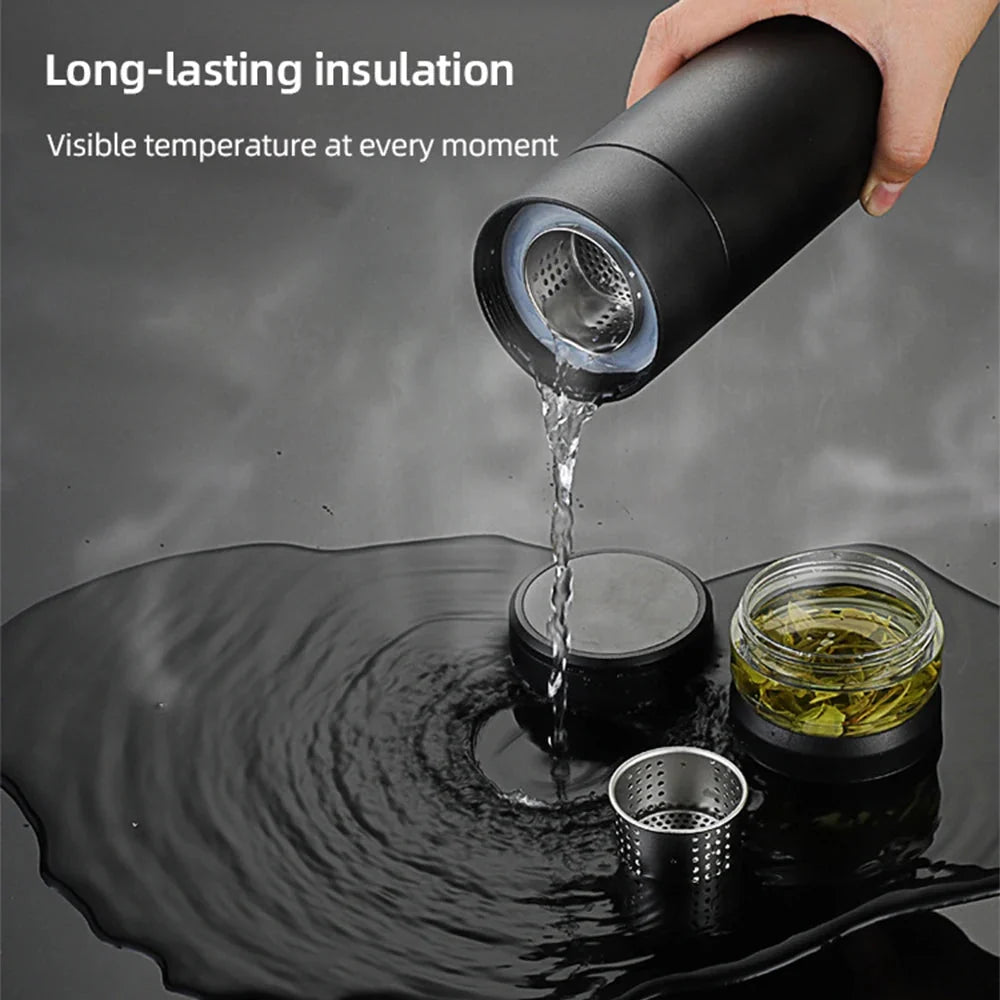 500ml Tea Infuser Thermos – Stainless Steel Insulated Travel Mug with Handle, Leakproof Flask for Gift