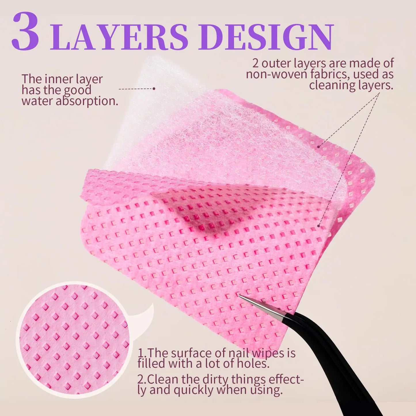 Lint-Free Nail & Lash Wipes — 200 Pack