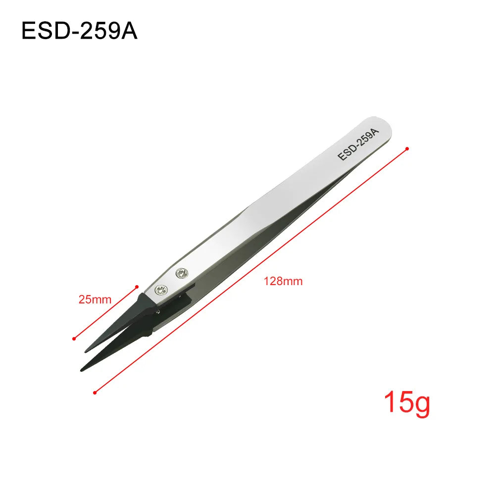 ESD Precision Tweezers — Anti-Static Stainless Steel
