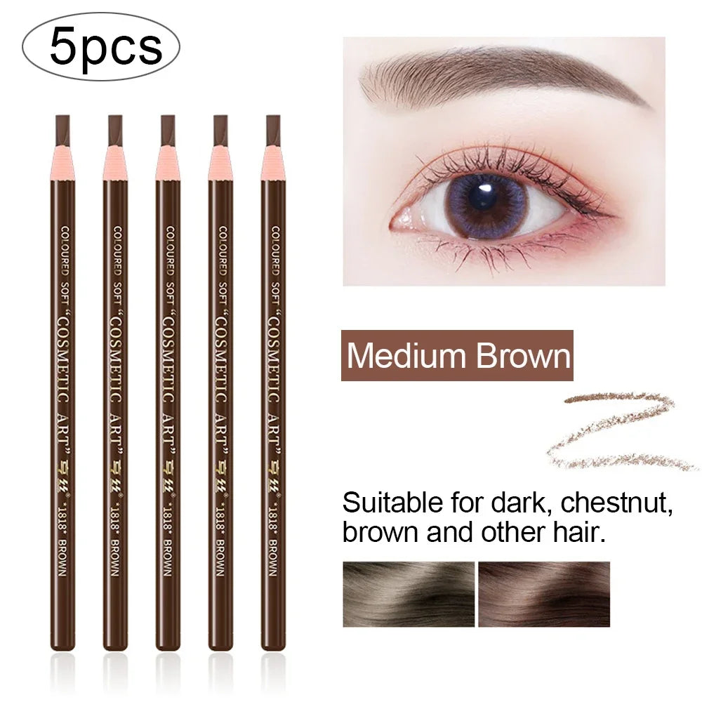 Microblading Brow Pencil 5pc — Waterproof Hair-Stroke Tint