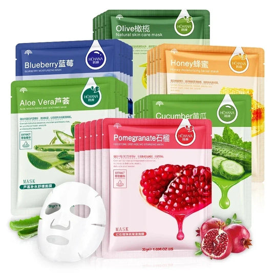 Natural Plant Sheet Masks 30pc — Aloe & Fruit Face Masks