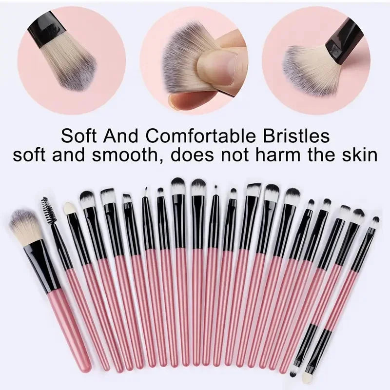 20-Piece Makeup Brush Set — Face, Eye & Blending Brushes