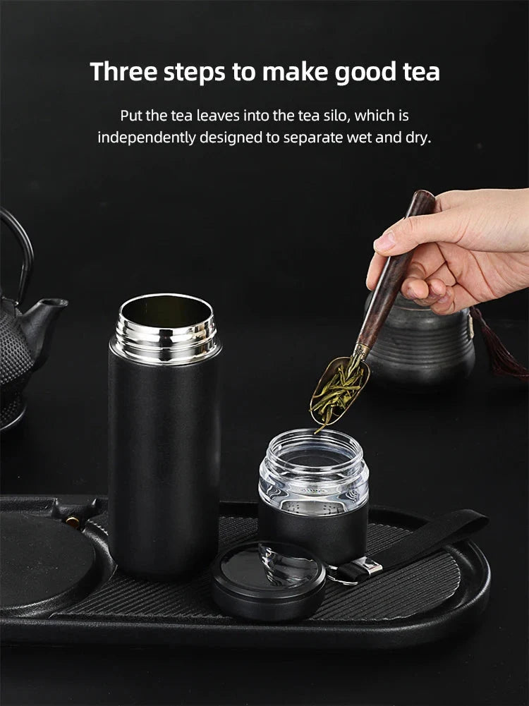 500ml Tea Infuser Thermos – Stainless Steel Insulated Travel Mug with Handle, Leakproof Flask for Gift