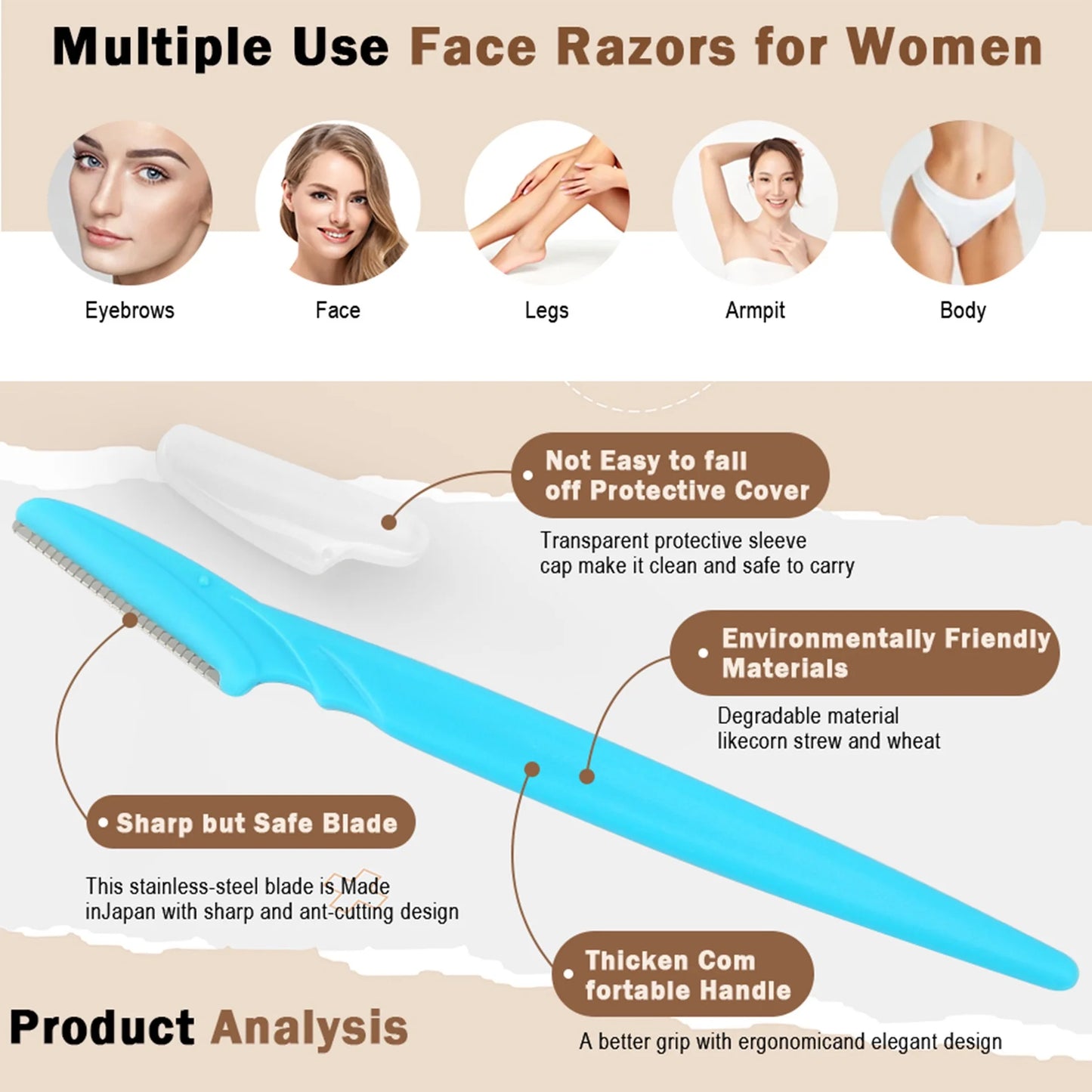 Facial Razor & Eyebrow Trimmer Set — Dermaplaning Blades