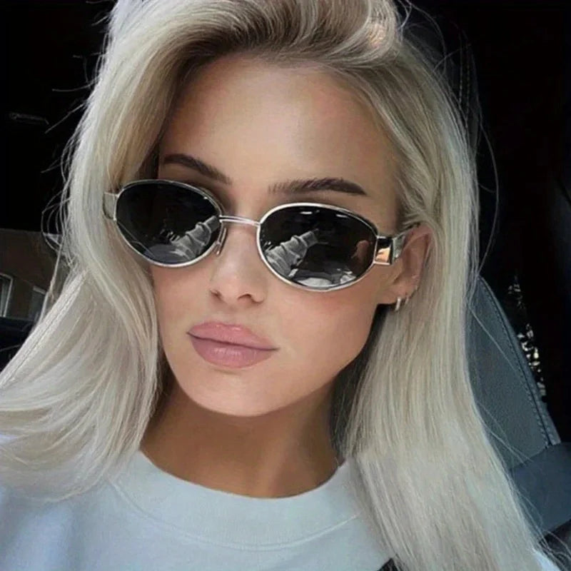 Oval Metal Frame Sunglasses — Slim Classic Shades
