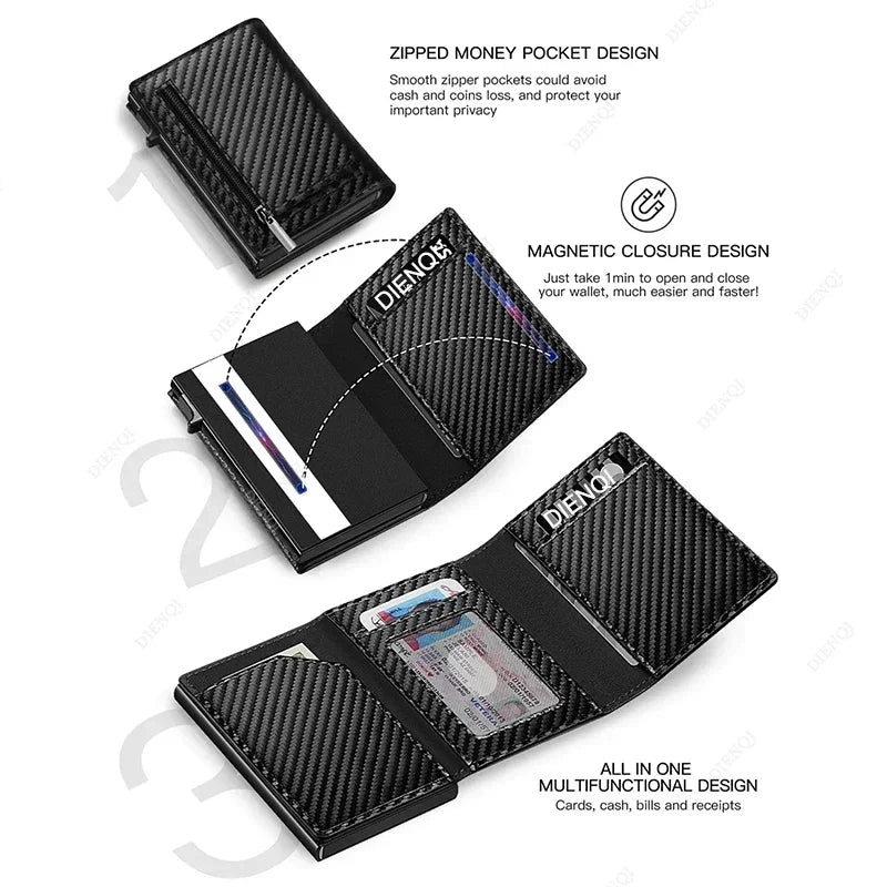 Carbon Fiber RFID Card Holder — Slim ID & Bank Card Wallet