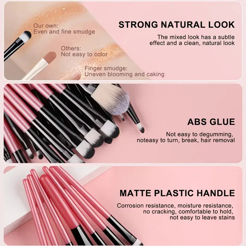 20-Piece Makeup Brush Set — Face, Eye & Blending Brushes
