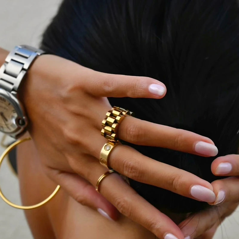 Chunky Gold Chain Ring — PVD Plated Stainless Steel