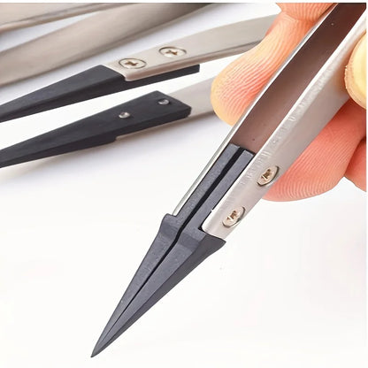 ESD Precision Tweezers — Anti-Static Stainless Steel