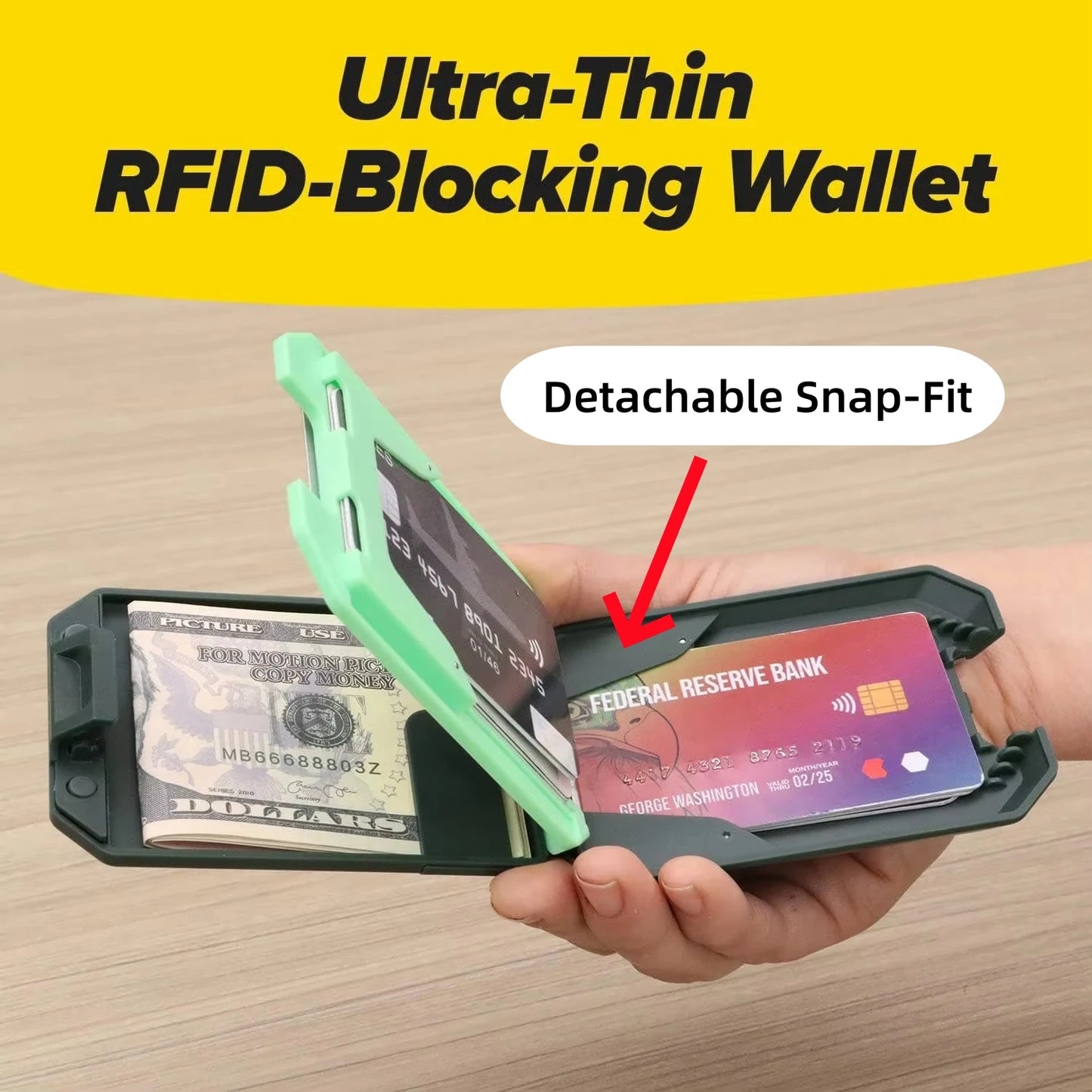 Slim RFID Wallet with Removable Money Clip — Card Holder
