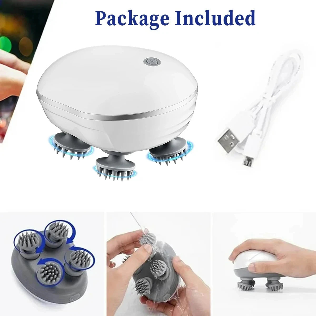 Electric Scalp Massager with Red Light — Adjustable Speed