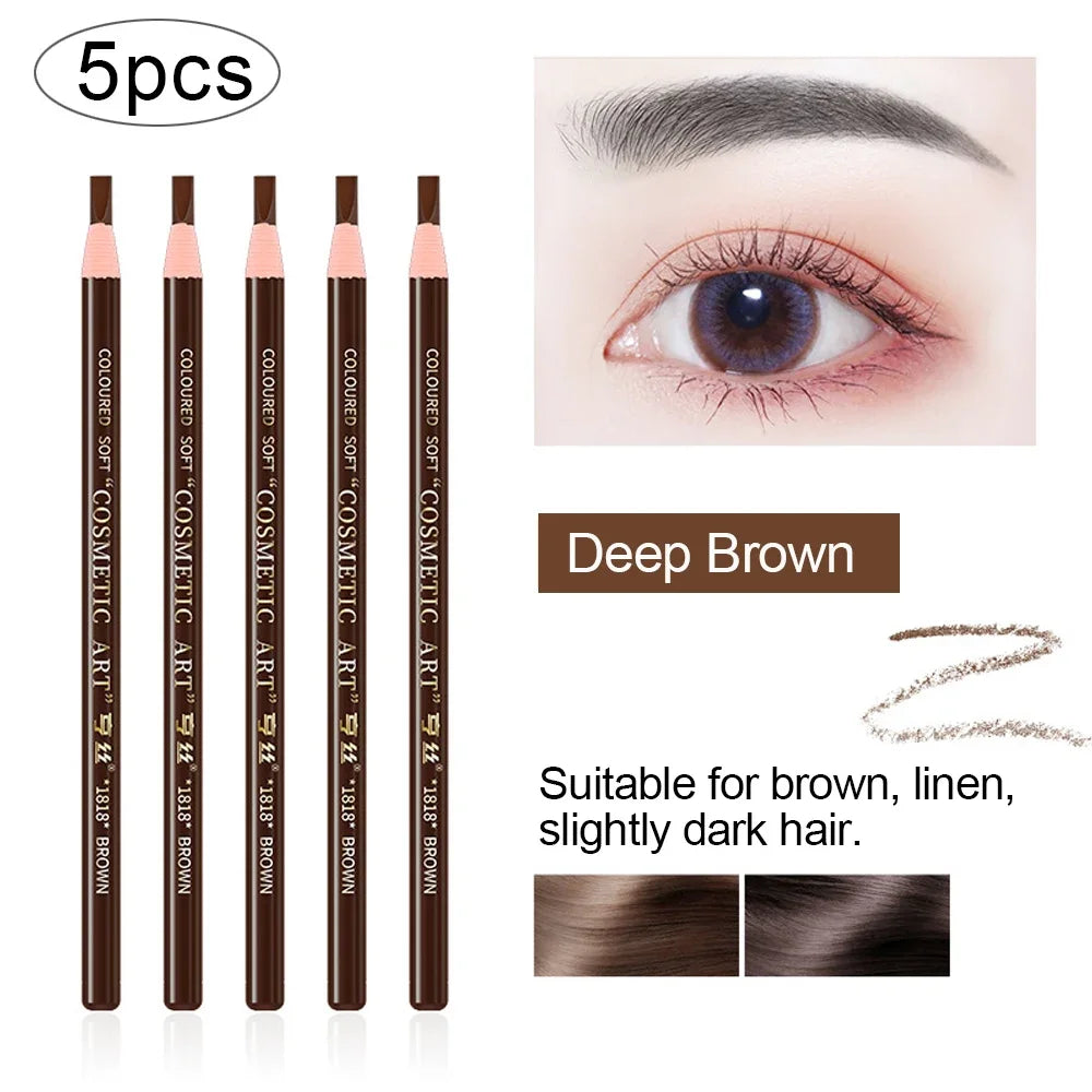 Microblading Brow Pencil 5pc — Waterproof Hair-Stroke Tint