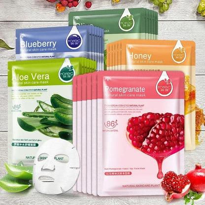 Natural Plant Sheet Masks 30pc — Aloe & Fruit Face Masks