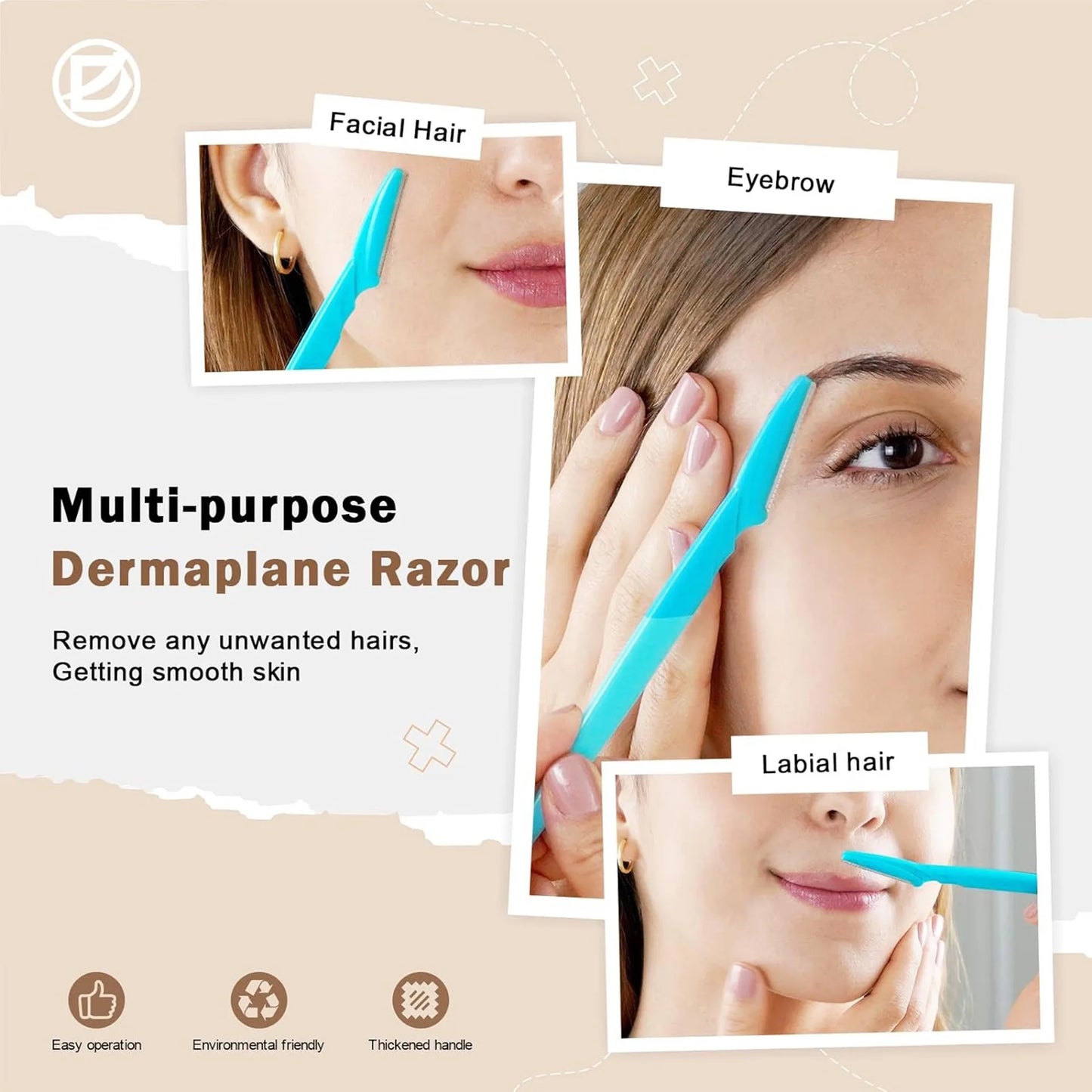 Facial Razor & Eyebrow Trimmer Set — Dermaplaning Blades