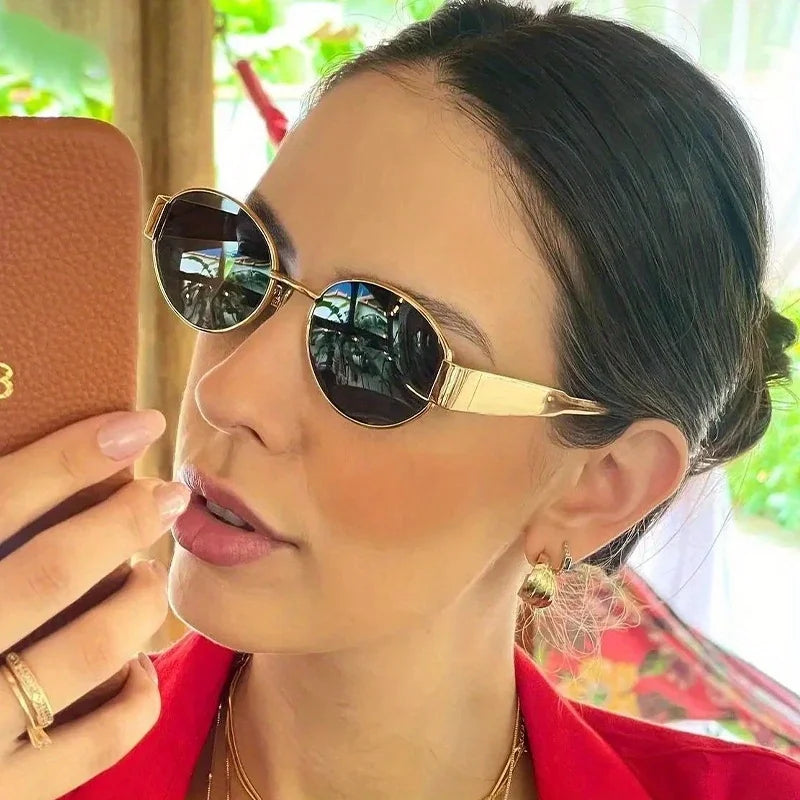 Oval Metal Frame Sunglasses — Slim Classic Shades
