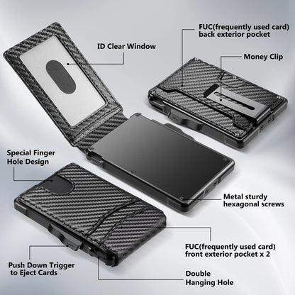 Pop-Up RFID Wallet — 9-13 Cards, Money Clip & ID Window